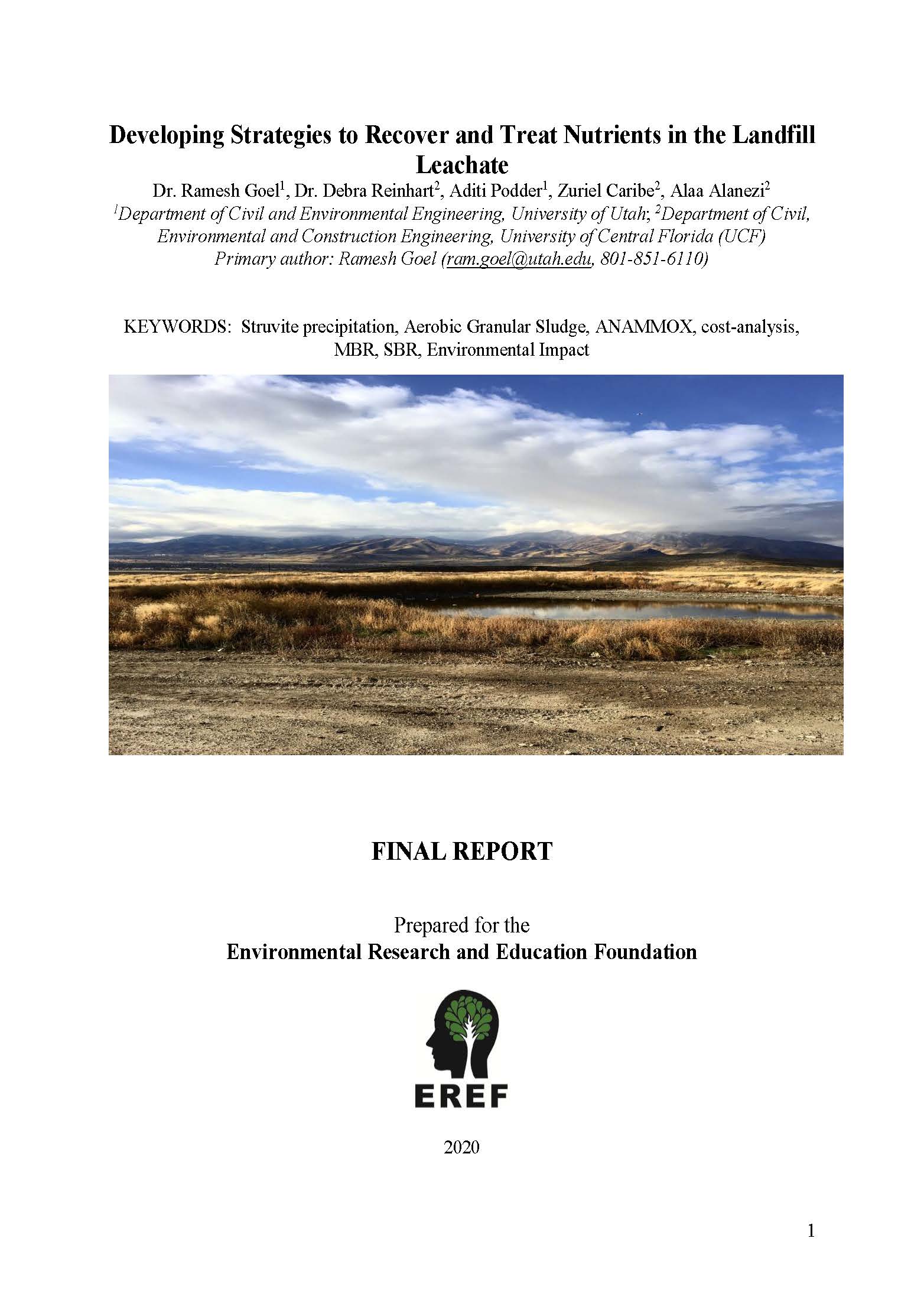 Developing Strategies to Recover and Treat Nutrients in the Landfill Leachate