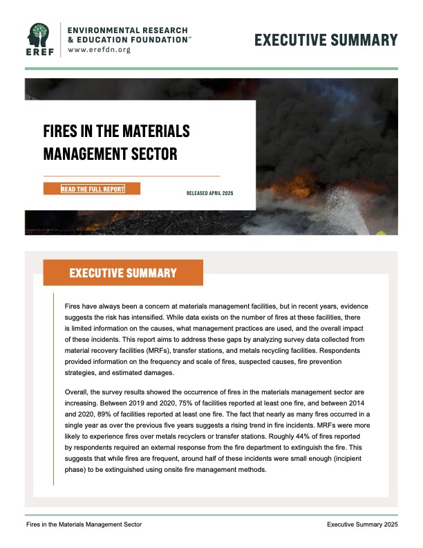 Fires in the Materials Management Sector - Executive Summary