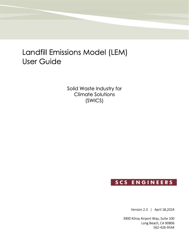 SWICS Landfill Emissions Model