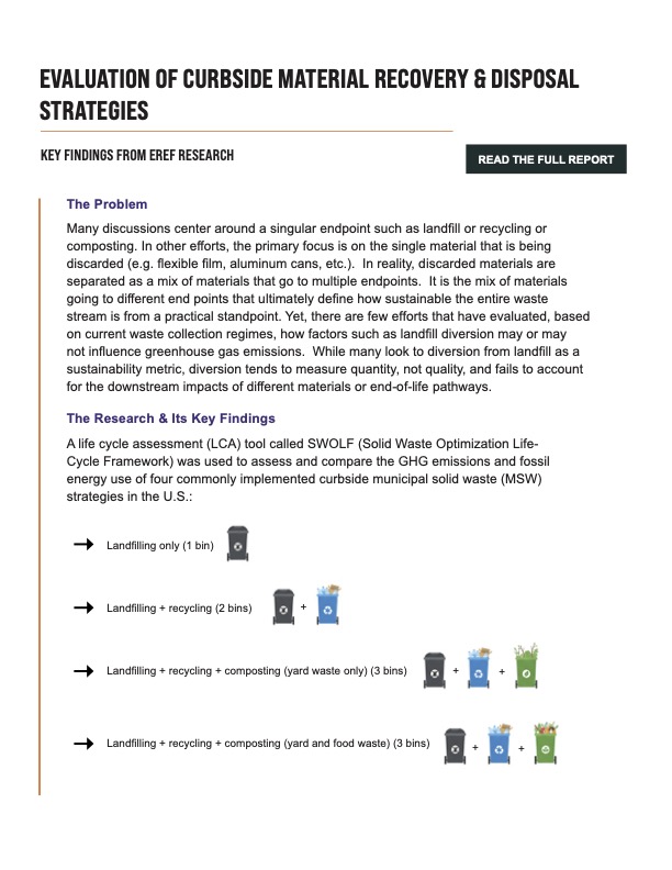 Project Summary: Evaluation of Curbside Material Recovery & Disposal Strategies