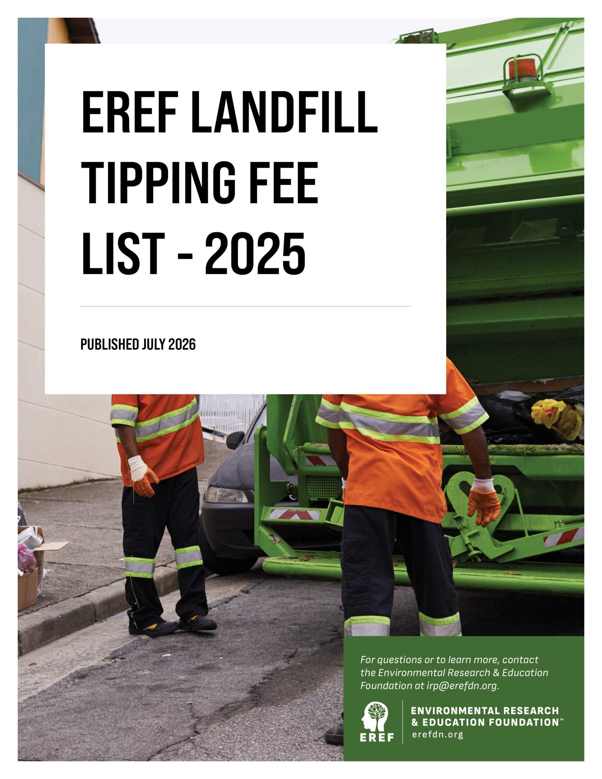 EREF LANDFILL TIP FEE LIST – 2025
