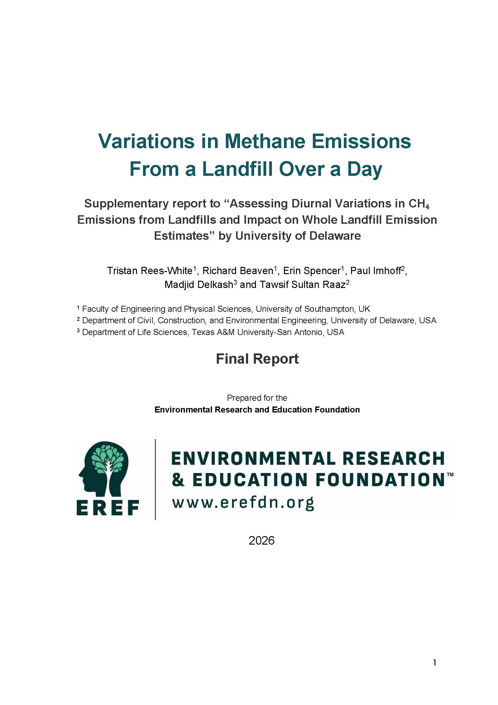 Variations in Methane Emissions From a Landfill Over a Day